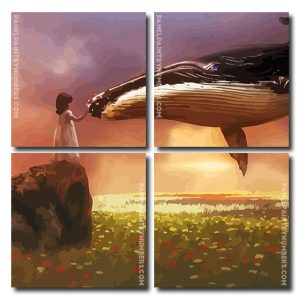 Little Girl And Whales Square Panels Paint By Numbers