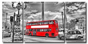 London Black And Red Bus 3 Panels Paint By Numbers