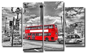 London Black And Red Bus 4 Panels Paint By Numbers