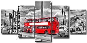 London Black And Red Bus 5 Panels Paint By Numbers