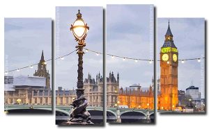 London Cityscape Art  4 Panels Paint By Numbers