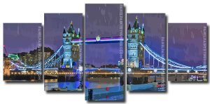 London In The Rain At Night 5 Panels Paint By Numbers