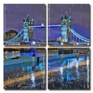 London In The Rain At Night Square Panels Paint By Numbers