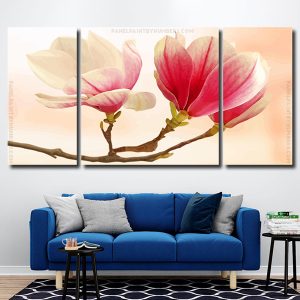 Magnolia Flowering Plant 3 Panels Paint By Numbers