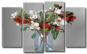 Magnolia Glass Vase 4 Panels Paint By Numbers