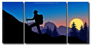 Man Climbing Mountain 3 Panels Paint By Numbers