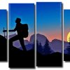 Man Climbing Mountain 4 Panels Paint By Numbers