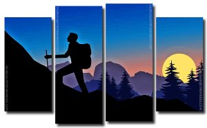 Man Climbing Mountain 4 Panels Paint By Numbers