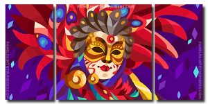 Masked Lady 3 Panels Paint By Numbers