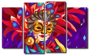 Masked Lady 4 Panels Paint By Numbers