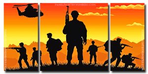 Military Soldiers 3 Panels Paint By Numbers
