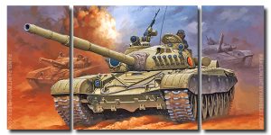 Military Tank War 3 Panels Paint By Numbers