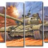 Military Tank War 4 Panels Paint By Numbers