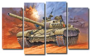 Military Tank War 4 Panels Paint By Numbers