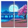 Moon And Cherry Blossom Floral Tree Square Panels Paint By Numbers