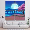 Moon And Cherry Blossom Floral Tree Square Panels Paint By Numbers