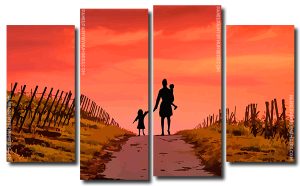 Mother and Children 4 Panels Paint By Numbers