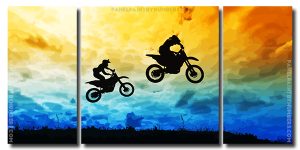 Motocrosses Silhouette 3 Panels Paint By Numbers