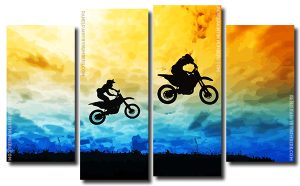 Motocrosses Silhouette 4 Panels Paint By Numbers