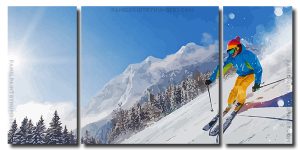 Mountain Skiing 3 Panels Paint By Numbers