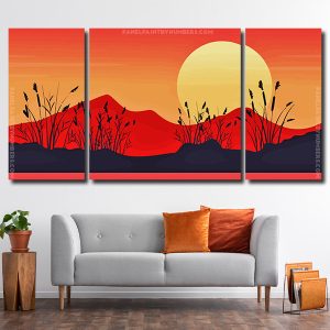 Mountain Landscape Silhouette 3 Panels Paint By Numbers