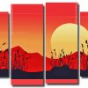 Mountain Landscape Silhouette 4 Panels Paint By Numbers