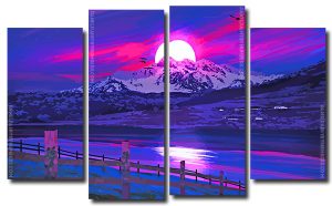 Mountains Moonlight 4 Panels Paint By Numbers