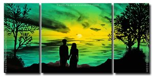 Night Beautiful Couple 3 Panels Paint By Numbers