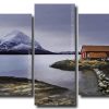 Norwegian Cabin By Lake 5 Panels Paint By Numbers