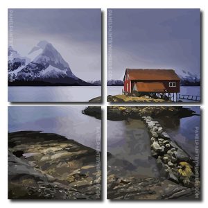 Norwegian Cabin By Lake Square Panels Paint By Numbers