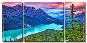 Peyto Lake Sunset 3 Panels Paint By Numbers