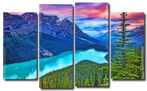 Peyto Lake Sunset 4 Panels Paint By Numbers