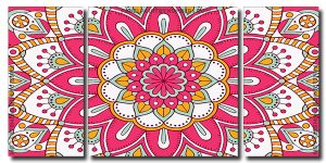 Pink Mandala 3 Panels Paint By Numbers