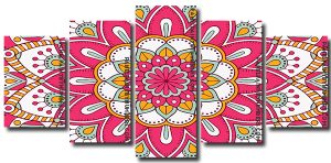 Pink Mandala 5 Panels Paint By Numbers