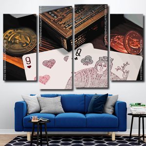 Playing Cards Art 4 Panels Paint By Numbers