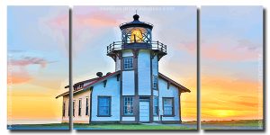 Point Cabrillo Lighthouse Museum Mendocino 3 Panels Paint By Numbers