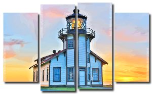 Point Cabrillo Lighthouse Museum Mendocino 4 Panels Paint By Numbers