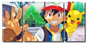 Pokemon Anime Art 3 Panels Paint By Numbers