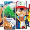 Pokemon Anime Art 4 Panels Paint By Numbers