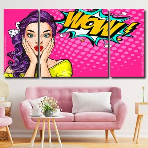 Pop Art Lady 3 Panels Paint By Numbers