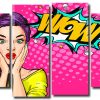 Pop Art Lady 4 Panels Paint By Numbers