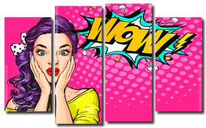 Pop Art Lady 4 Panels Paint By Numbers