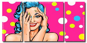 Pop Art Woman 3 Panels Paint By Numbers