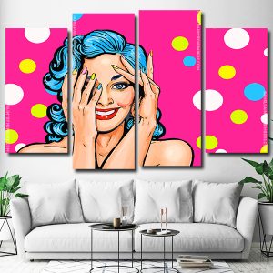 Pop Art Woman 4 Panels Paint By Numbers