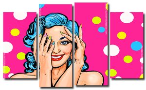 Pop Art Woman 4 Panels Paint By Numbers