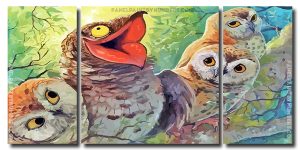 Potoo And Owls 3 Panels Paint By Numbers