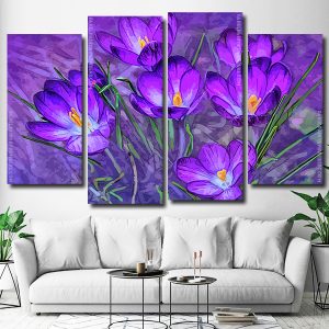 Purple Crocus 4 Panels Paint By Numbers