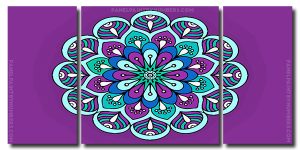 Purple and Blue Mandala 3 Panels Paint By Numbers