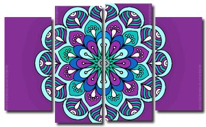 Purple and Blue Mandala 4 Panels Paint By Numbers