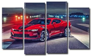 Red Chevrolet Camaro 4 Panels Paint By Numbers